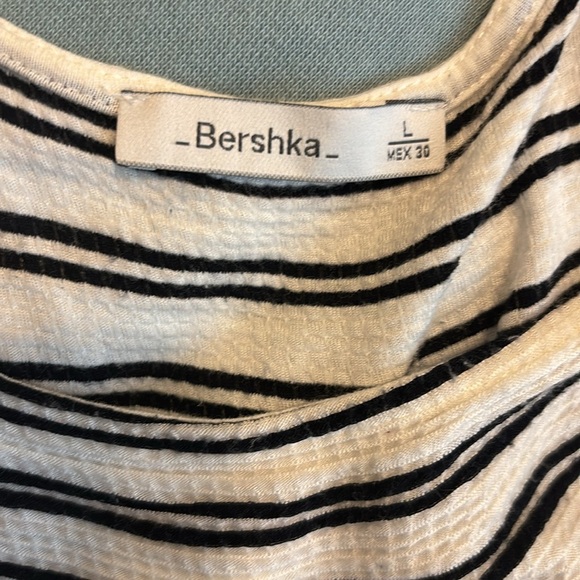 Bershka SZ L Waffle Knit Jumpsuit Playsuit Wide Leg Striped - Picture 3 of 7